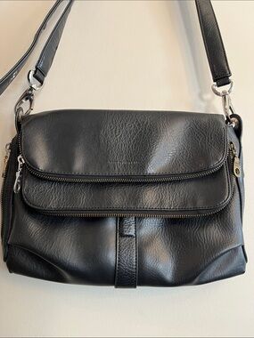 MATT & NATT Black Faux Leather Crossbody Shoulder Bag * minor inside flaw*